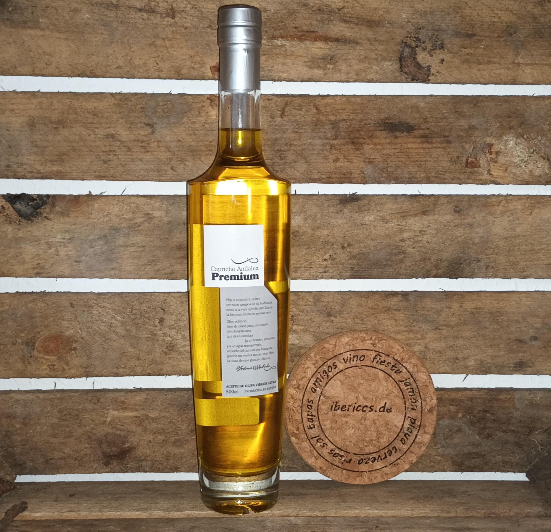 Premium Olivenöl extra vergine Olivenöl der gehobenen Kategorie 500 ml in einer ansprechenden Glasflasche original aus Spanien 