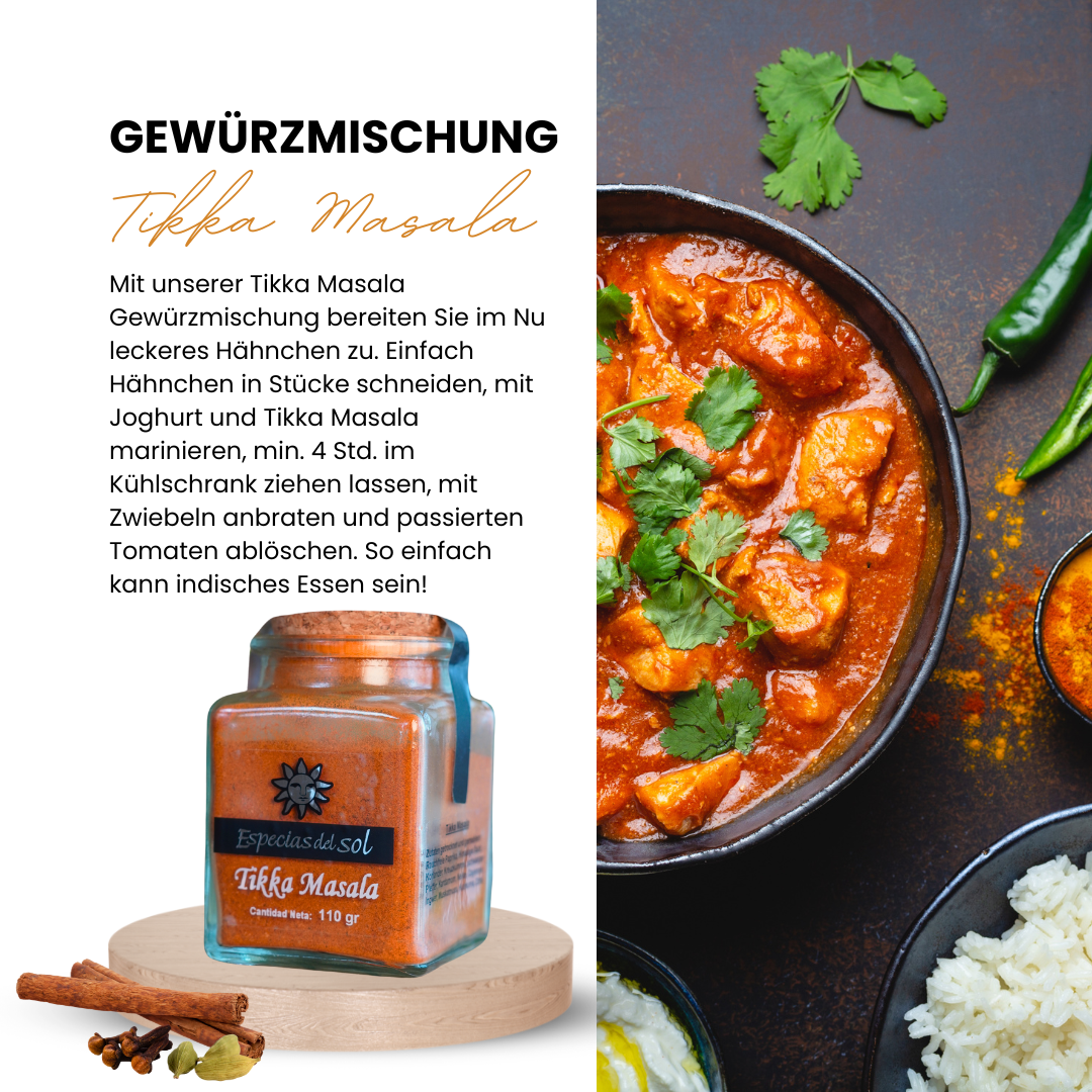 Tikka Masala Gewürzmischung im Glas 110 Gramm, Geschenk Idee