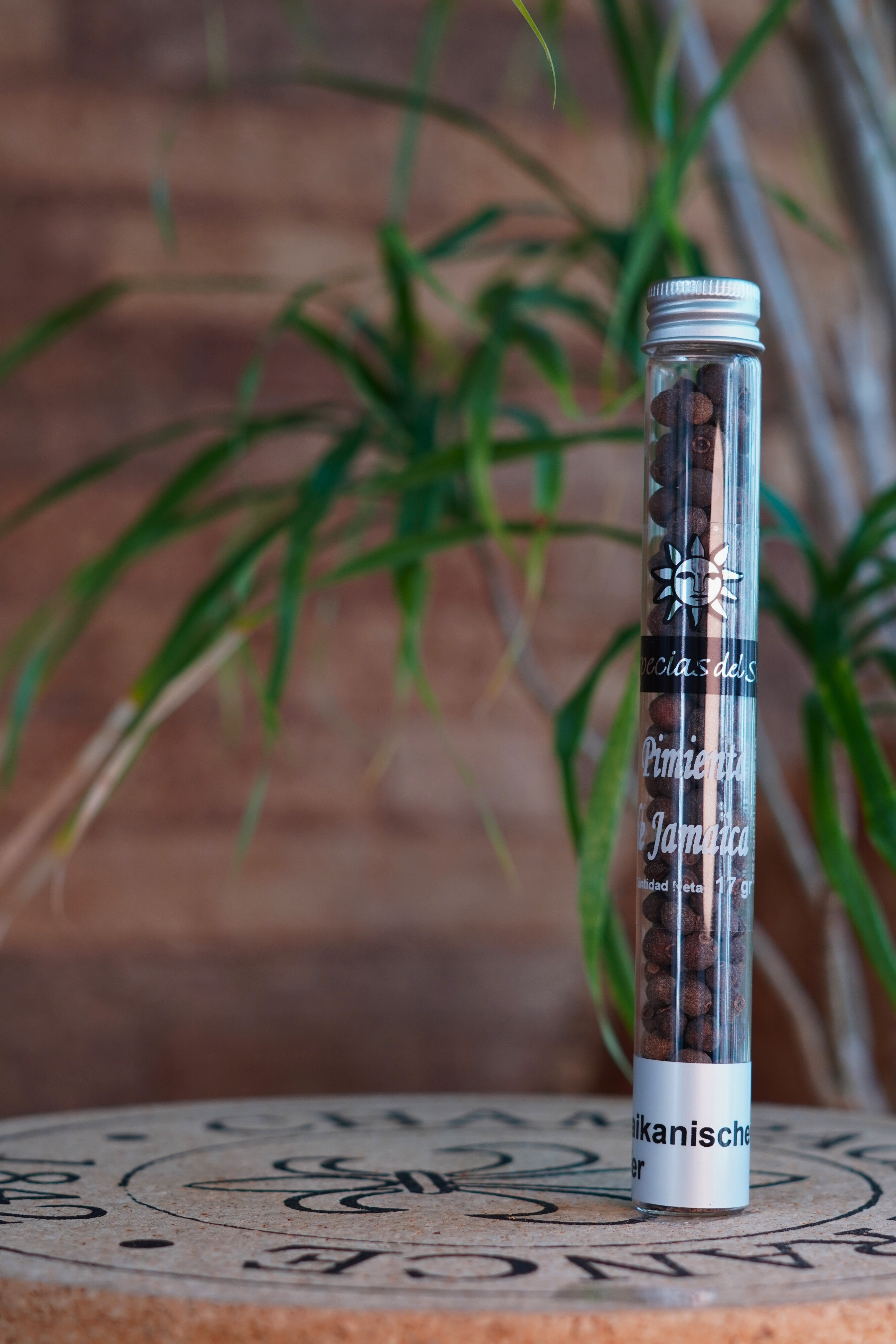 Pimienta de Jamaica - schwarzer Pfeffer Körner aus Jamaika 17 Gramm, Gewürz in der Glasröhre Reagenzglas, ideale Geschenk Idee