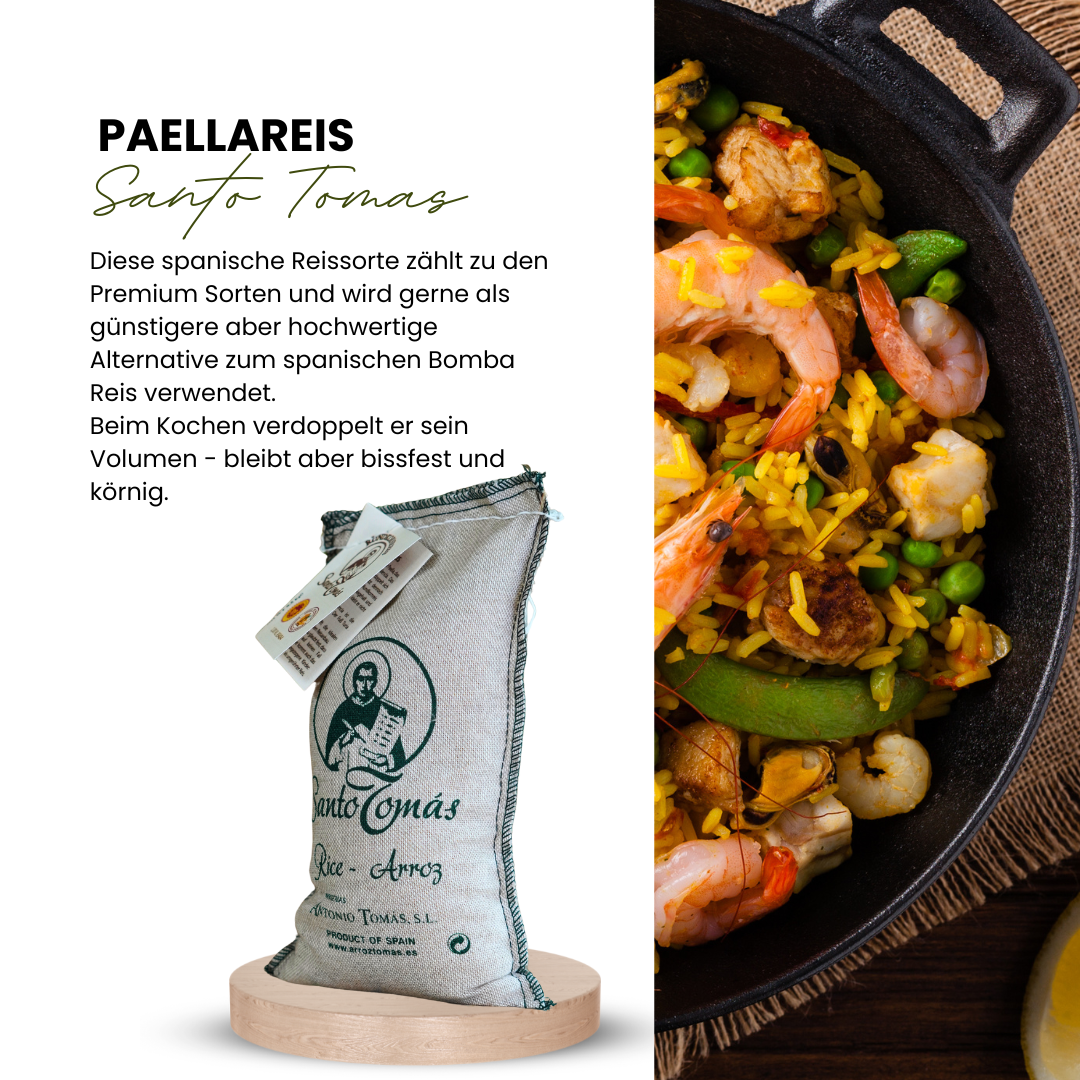 Paella Reis original spanischer Reis 500 Gramm im Jute Geschenk Säckchen, Salate / Aufläufe