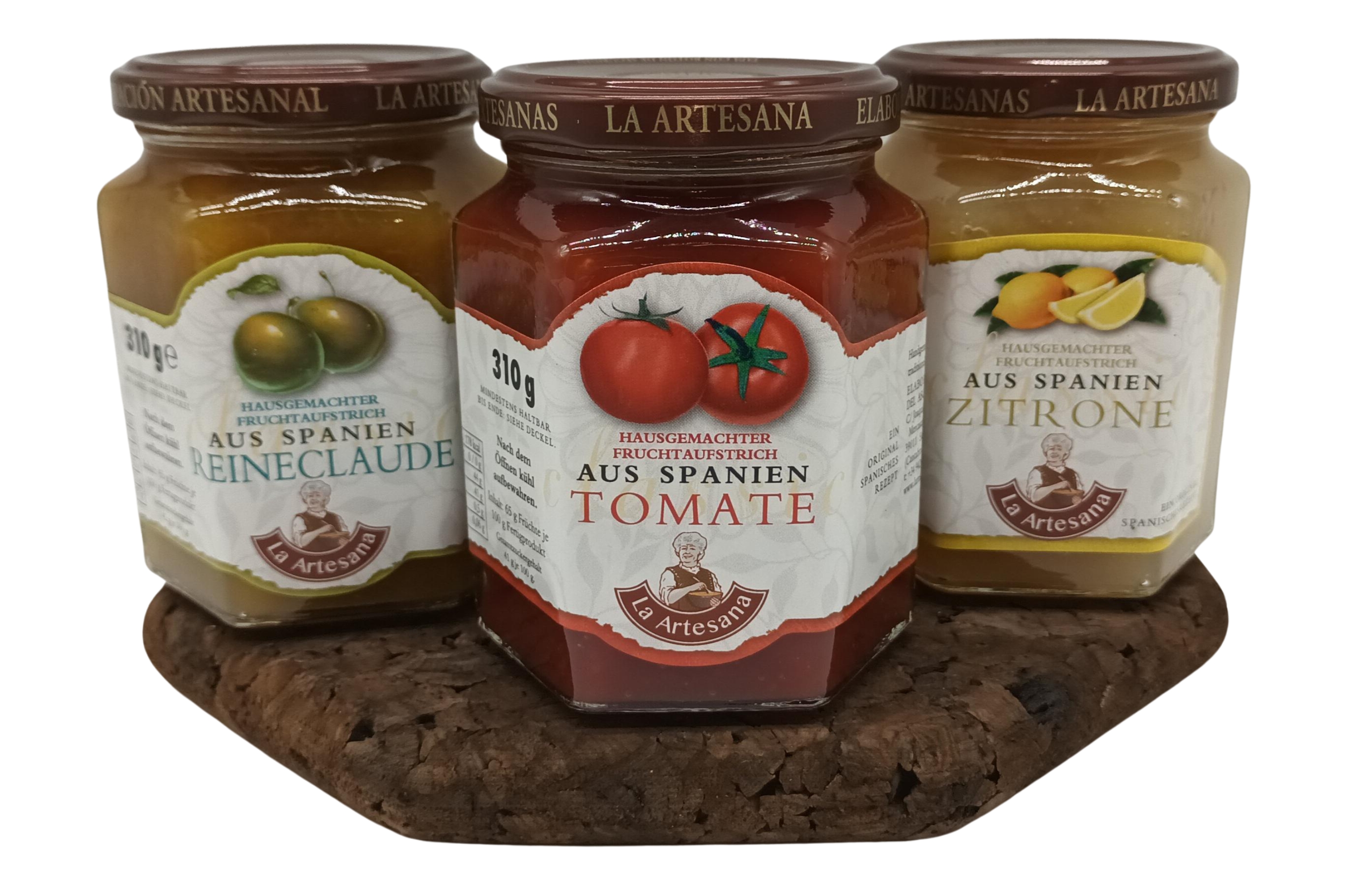 Genuss pur 3 x verschiedene Fruchtaufstriche, Tomate, Reineclaude und Zitrone original aus Spanien